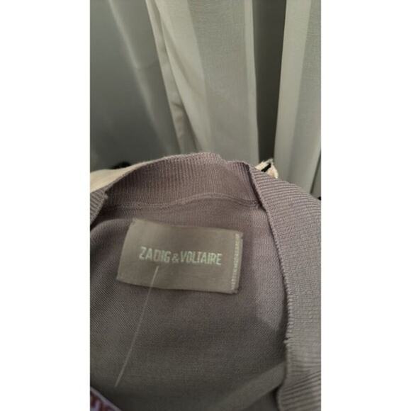 Zadig & Voltaire Happy Army Studded Elbow V Neck Sweater - Picture 4 of 11